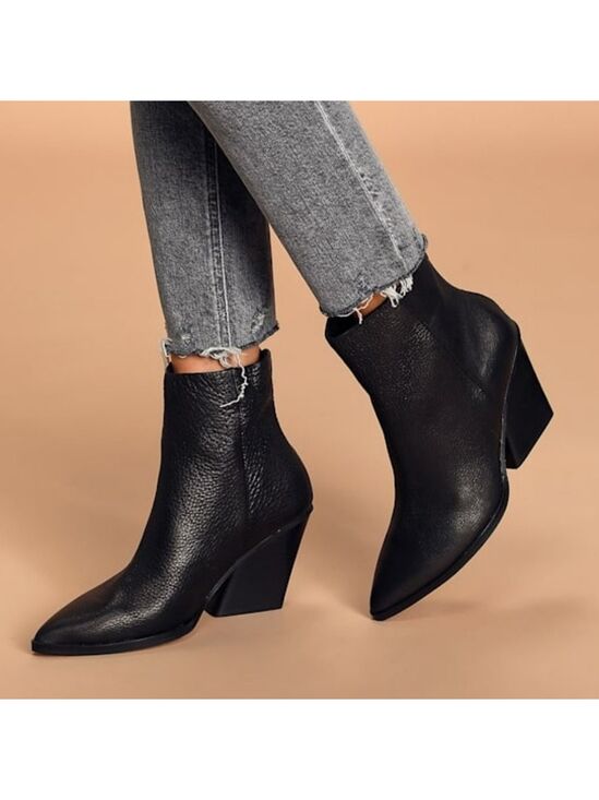 Dolce Vita Shoes - Dolce Vita Issa Black Leather Pointed-Toe Ankle Booties, Size 7.5